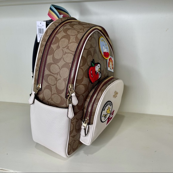 NEW! Coach X Peanuts Court Backpack Bag In Signature Varsity Patches - Picture 5 of 8